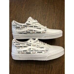 NEW VANS Ward Pride "Love Wins" Glitter Skate Shoes White Unisex Size 10 Women